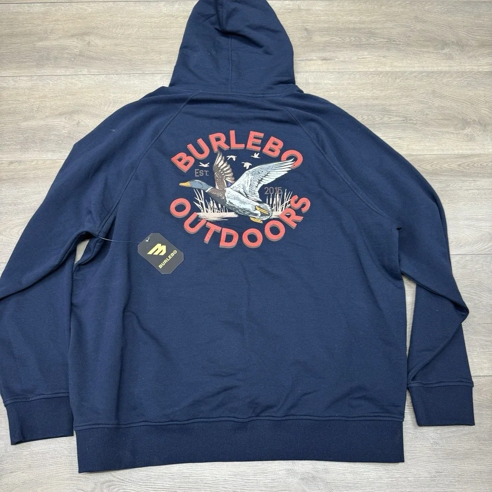 NWT Burlebo Navy Blue Flying Duck Men's Hoodie Pullover Sz XL Outdoor - Picture 7 of 8
